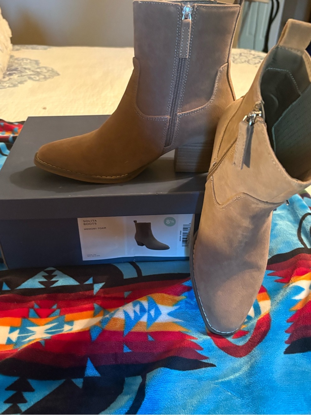Universal Thread Women's Tan Suede Ankle Boots with Side Zip